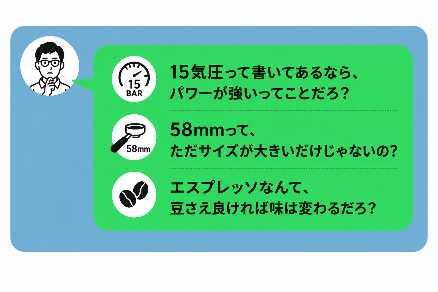 3年前の私 — 15気圧・58mm・豆さえ良ければ の勘違い